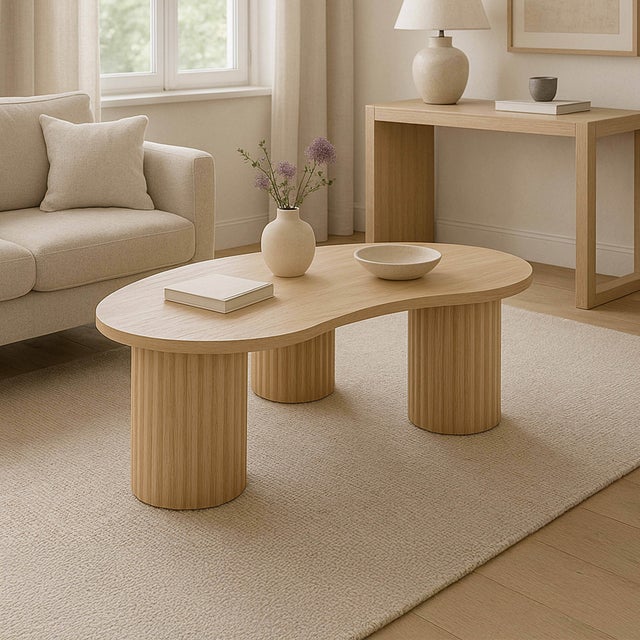 Table basse en MDF décor mélaminé beige