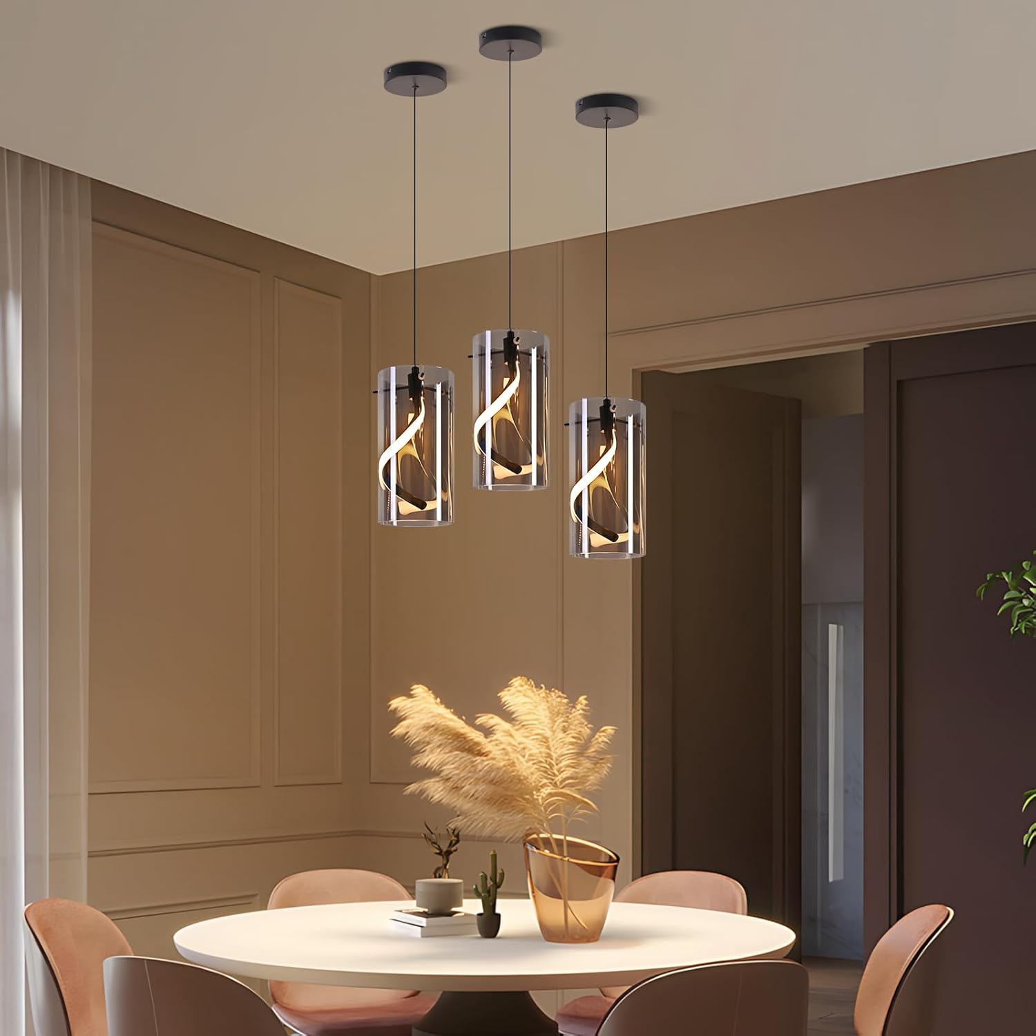 ZMH Czarna lampa wisząca LED 8W 3000K z regulacją wysokości do salonu i kuchni - 4