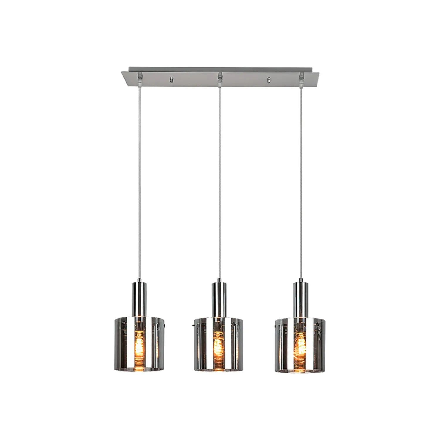 Lampa wisząca Donati chromowana szkło dymne 3xE27x60W metal wym:120x60x15cm IP20 Rabalux