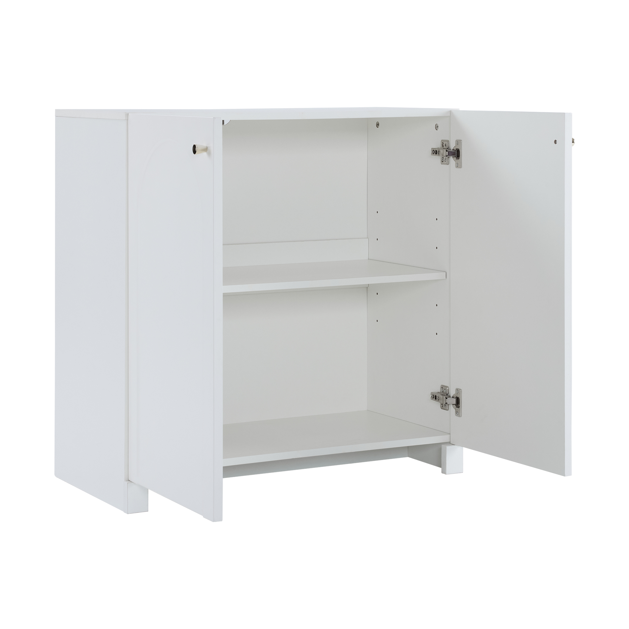 Buffet - 2 portes avec étagères régables - Blanc - 8