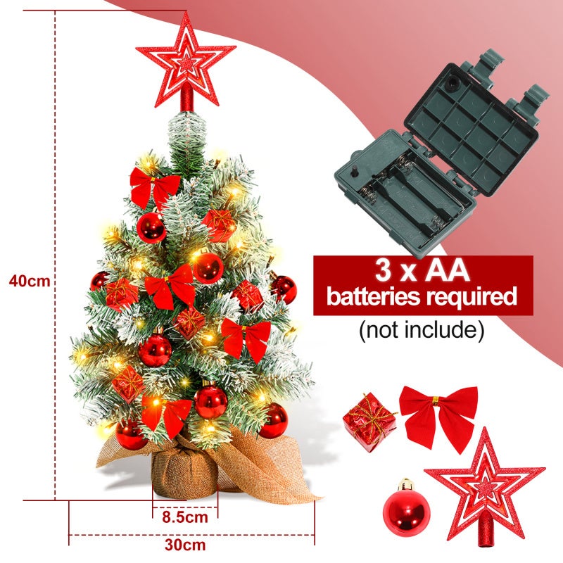 Mini Albero Di Natale LED 30cm Con Palline - Decorazione Natalizia Da Tavolo, Artificiale In PVC, Pacco Da 1 Albero + 1 Confezione Palline - 2
