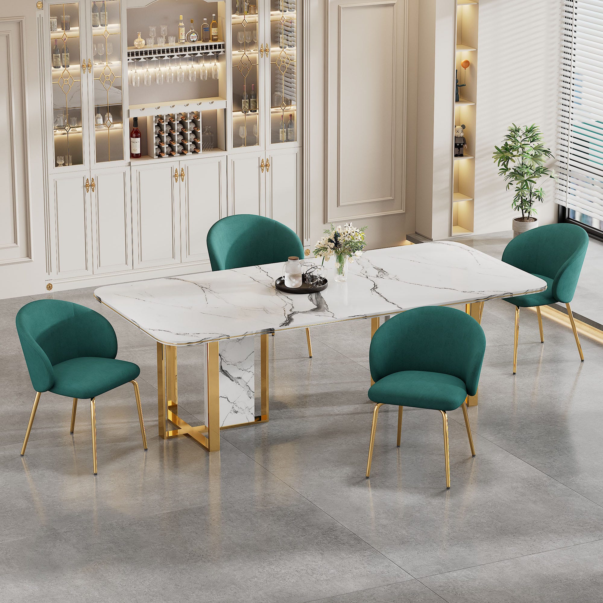 Set 4 Sedie Con Cuscino In Velluto - Struttura Legno Di Faggio, Seduta Ergonomica Per Cucina E Ufficio - Foto 7