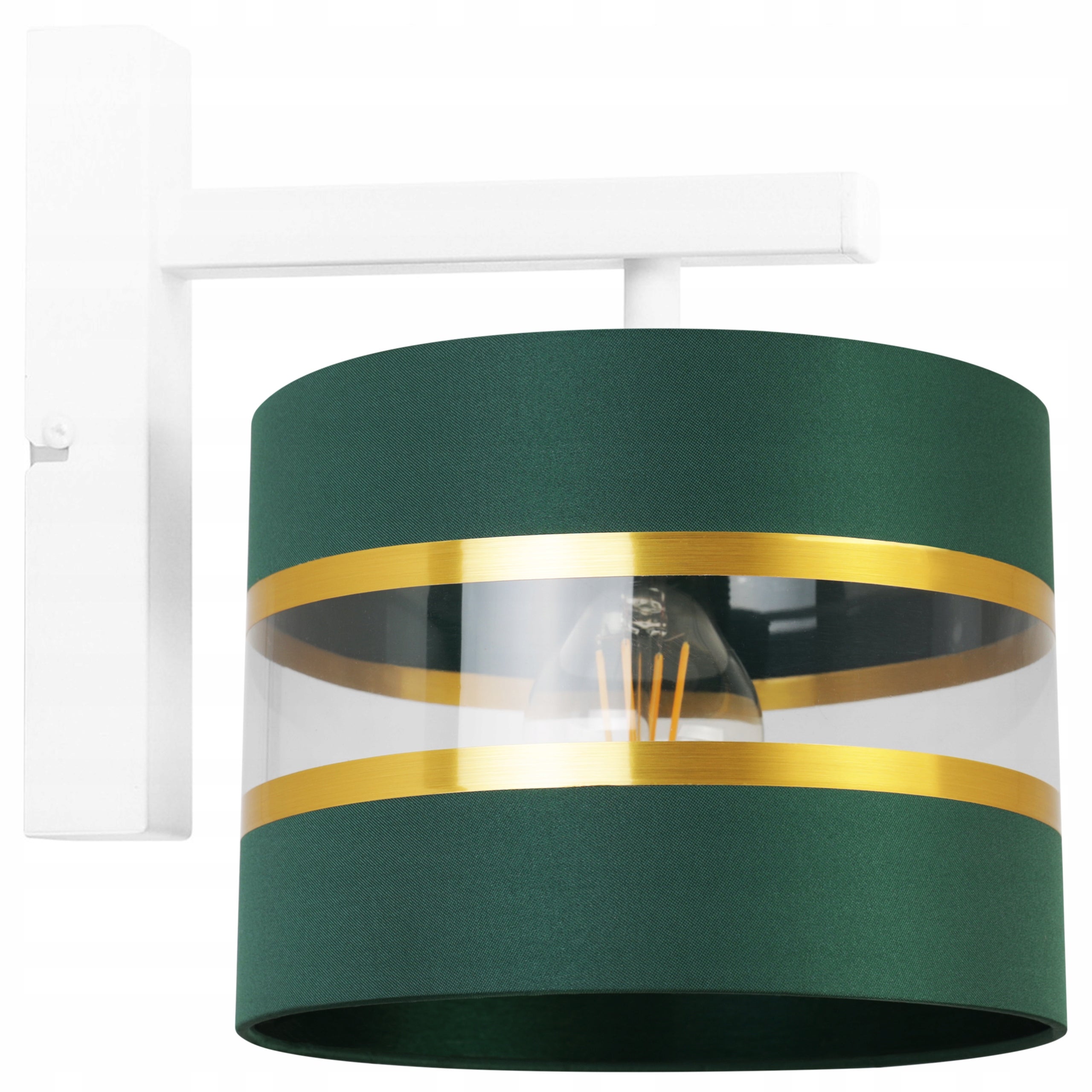 Lampa kinkiet ścienny Elegance Gold 1xE27 abażur okrągły 20cm biało/zielony Light Home LH