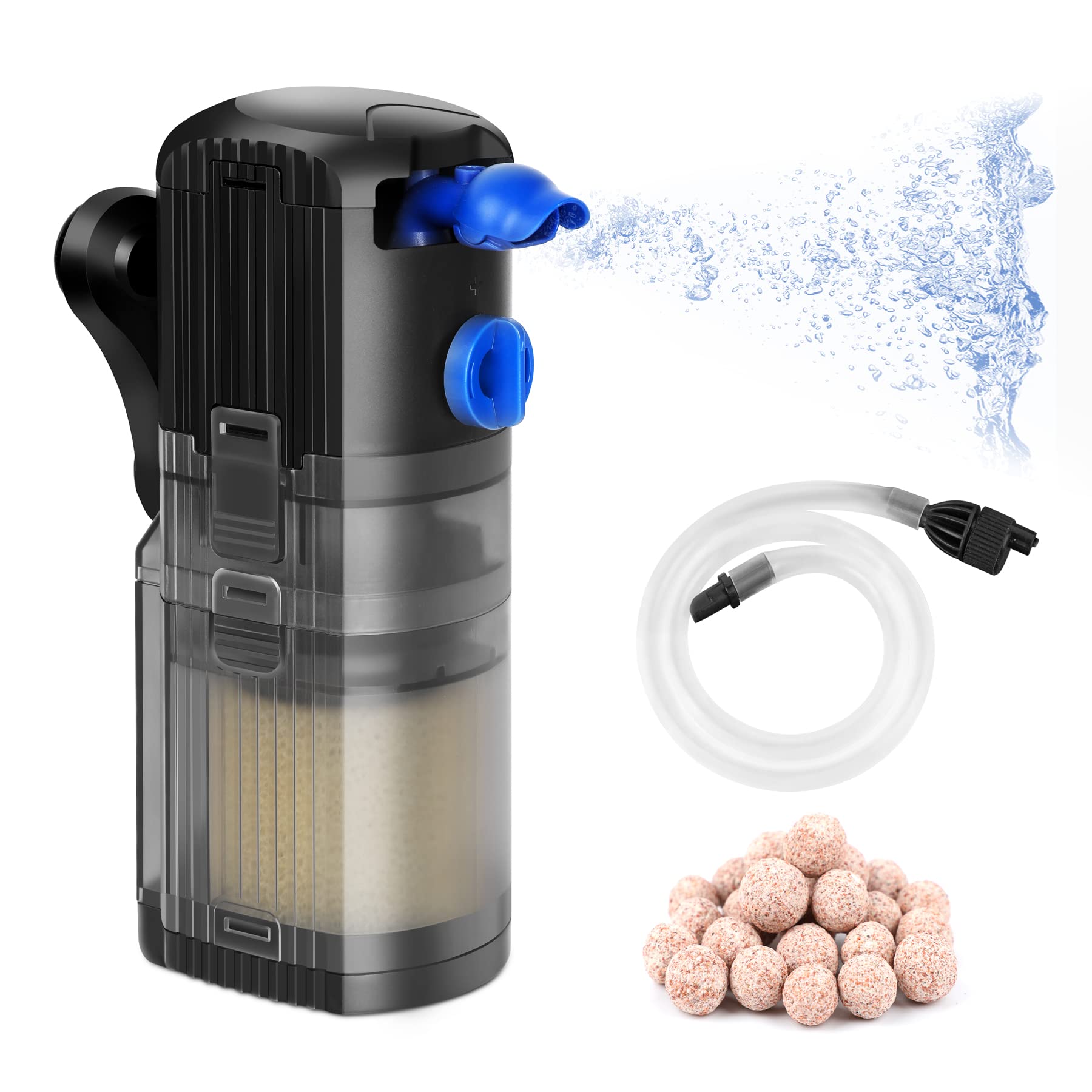 Regulowany filtr wewnętrzny do akwarium 3 w 1, pompa do akwarium słodkowodnego lub słonowodnego o pojemności 40-120l, 500L/H, 8W