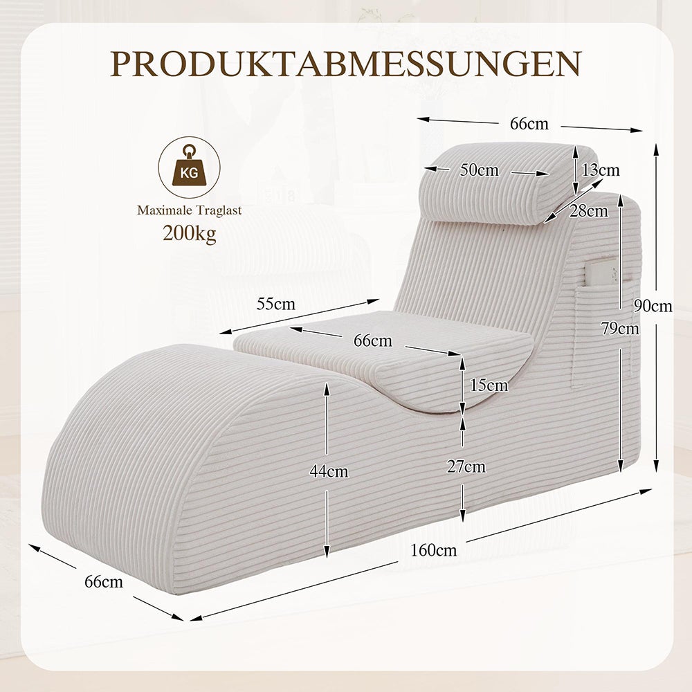Fauteuil moderne design unique ergonomique mousse élastique pour confort quotidien coussin assise amovible poche latérale Beige - 7