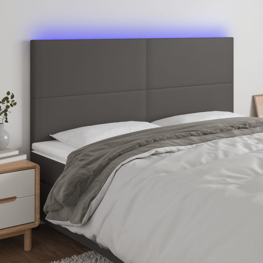 Maison Exclusive - Tête de lit à LED Gris 200x5x118/128 cm Similicuir - 7