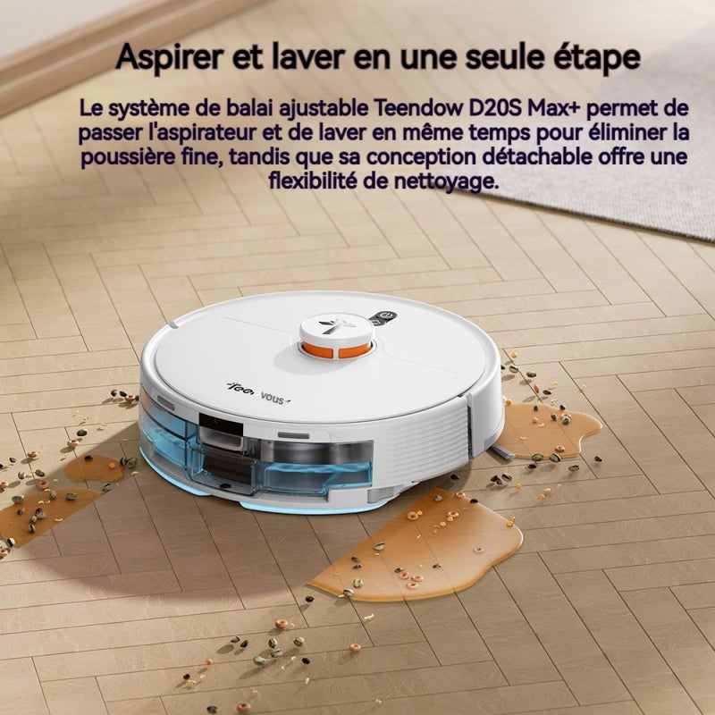Teendow D20S Max+ aspirateur robot laveur connecté, contrôle par application et commande vocale, robot nettoyeur intelligent pour sols durs et tapis - 4
