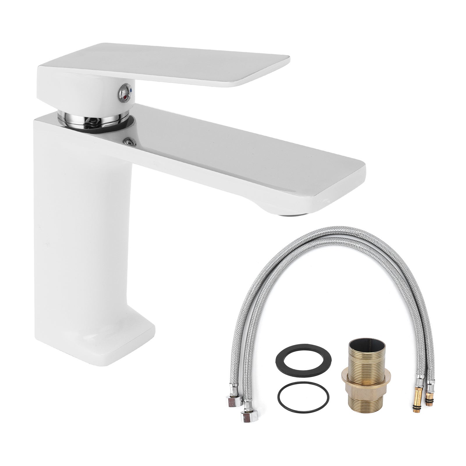 Robinet De Salle De Bain Cascade Chromé, Robinet De Lavabo Avec Bec Sureleve Fonctionne Avec De Eau Chaude Et Froide Noir 98741259