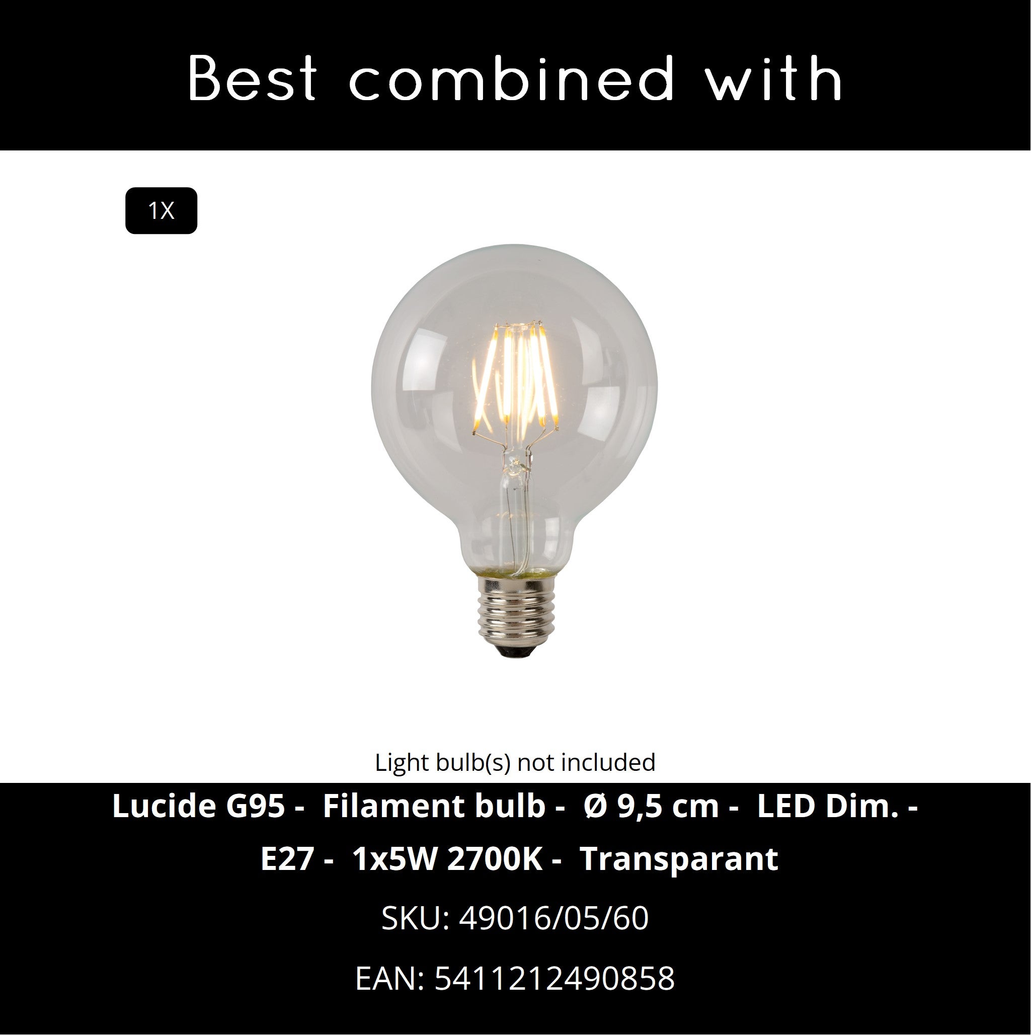 Suspension MESH - Noir - 1xE27 - Lucide - 8
