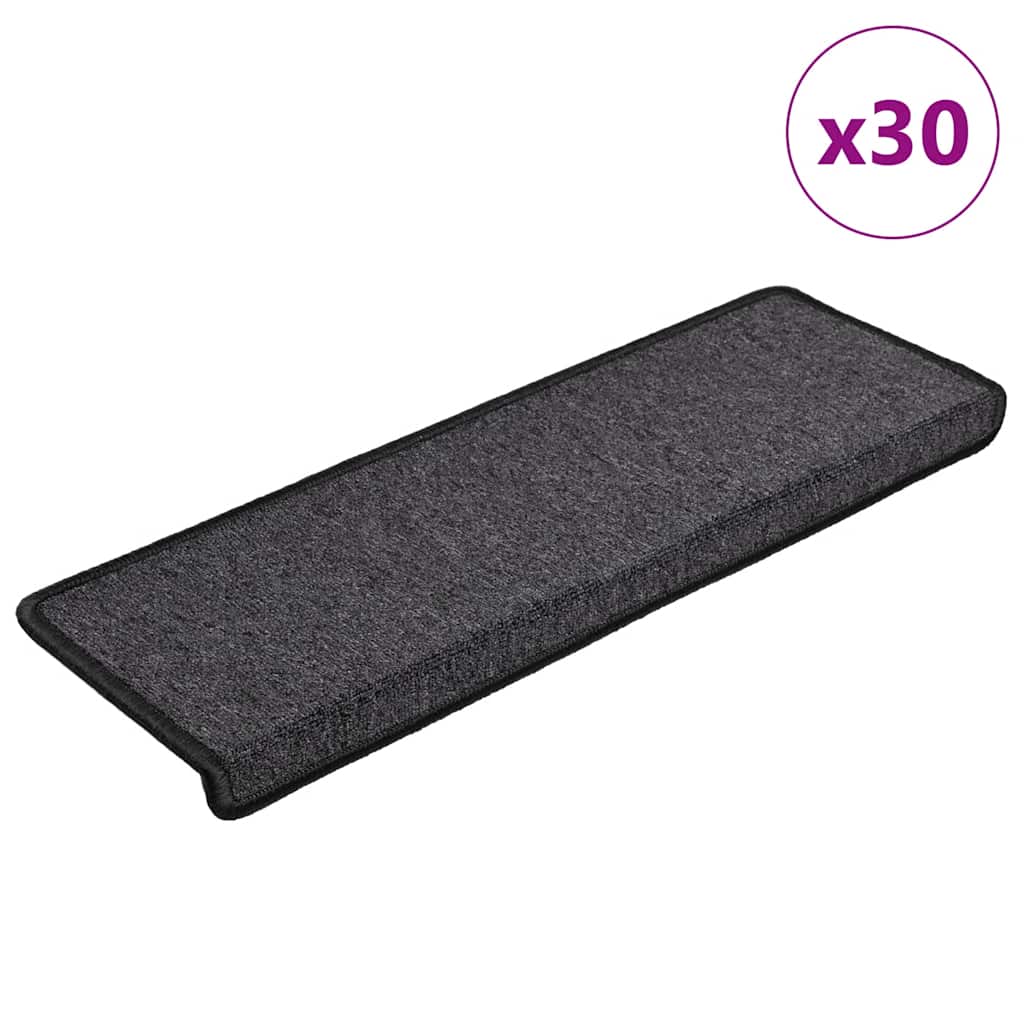Maty na schody 30 szt. 65x21x4 cm Antracytowe, prostokątne krawędzie vidaXL