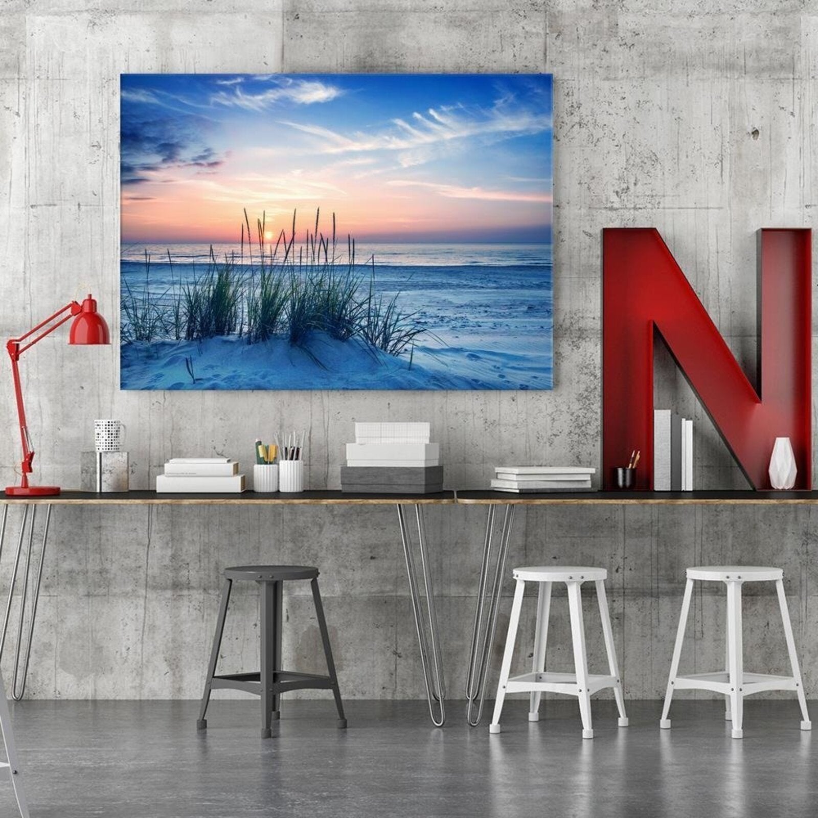 Tableau herbe sur la plage 4 - 90 x 60 cm - 3