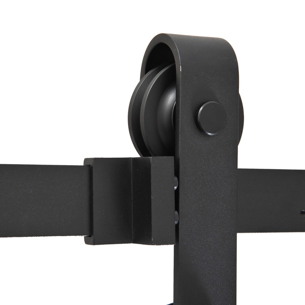 Kit d'Accessoires pour Porte Coulissante de Grange - 200x4x0.6cm - Couleur Noir - 3