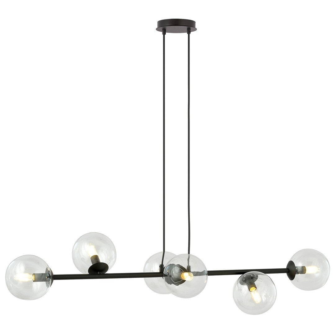Lampa wisząca Rossi czarno-przezroczysta 6xE14x10W wym: 100 x 110 cm szkło Emibig