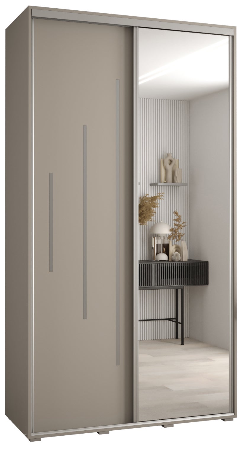 Szafa przesuwna z lustrem wysoka Dakota 13 140 x 45 x 235,2 cm kaszmir + u. Srebrny - Abiks Meble