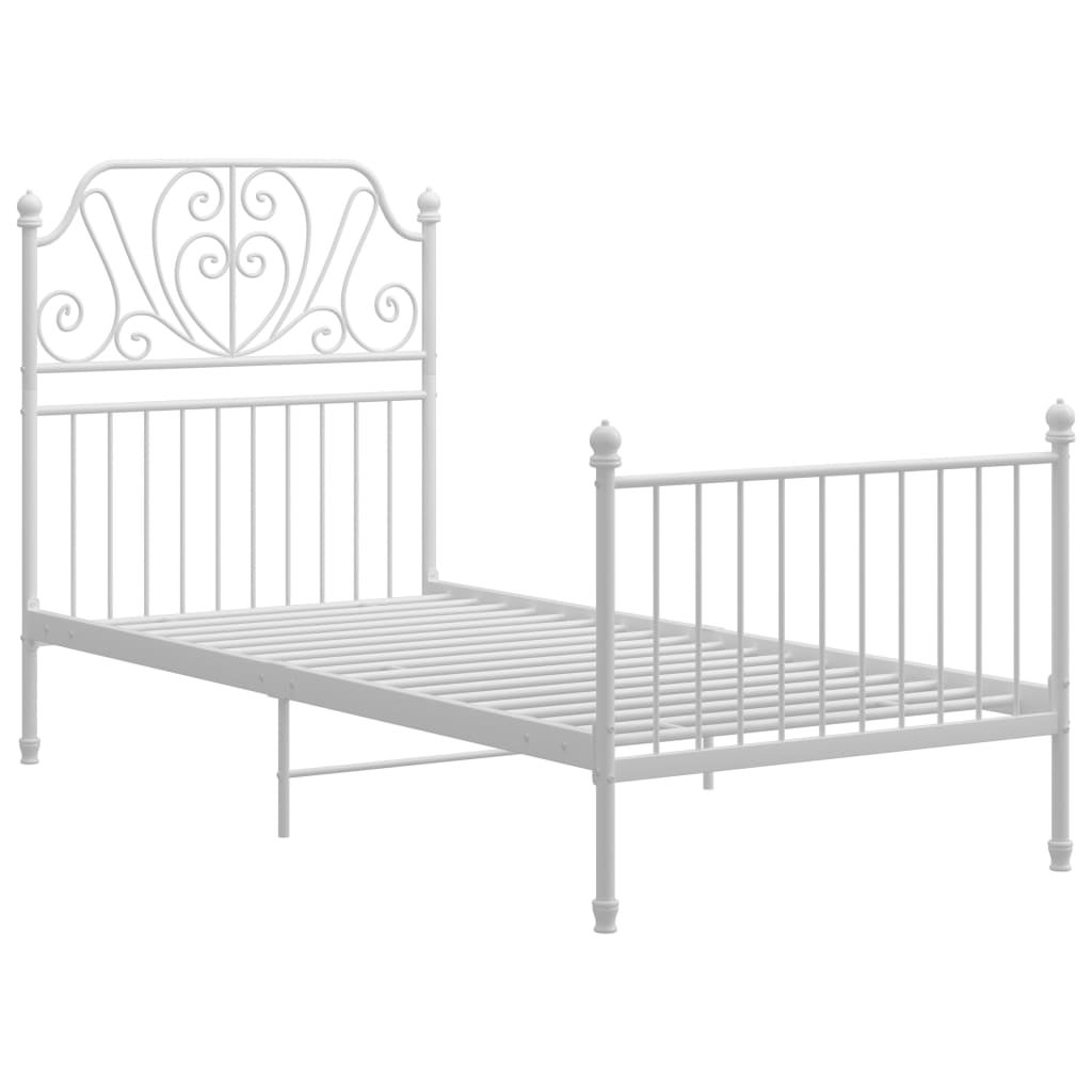 Łóżko Metalowe Białe Rama Łóżka Ze Stelażem DO Pokoju Sypialni 90 x 200 cm