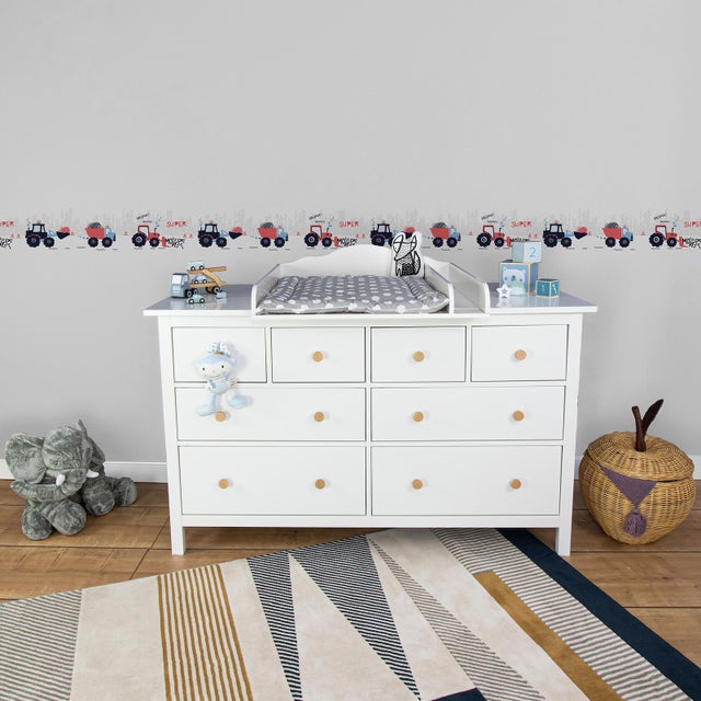 lovely label Frise murale adhésive enfant à motif excursion des animaux rose/beige/jaune – Frise chambre enfant garçon de 450 x 11.5 cm – Décoration murale chambre bébé autocollante/non toxique