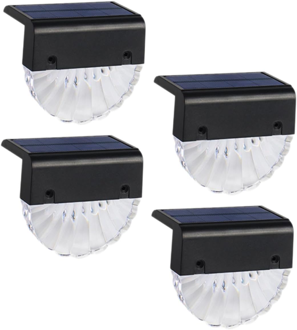 Lampy solarne na taras, lampy schodowe w kształcie muszli, 4 sztuki w opakowaniu