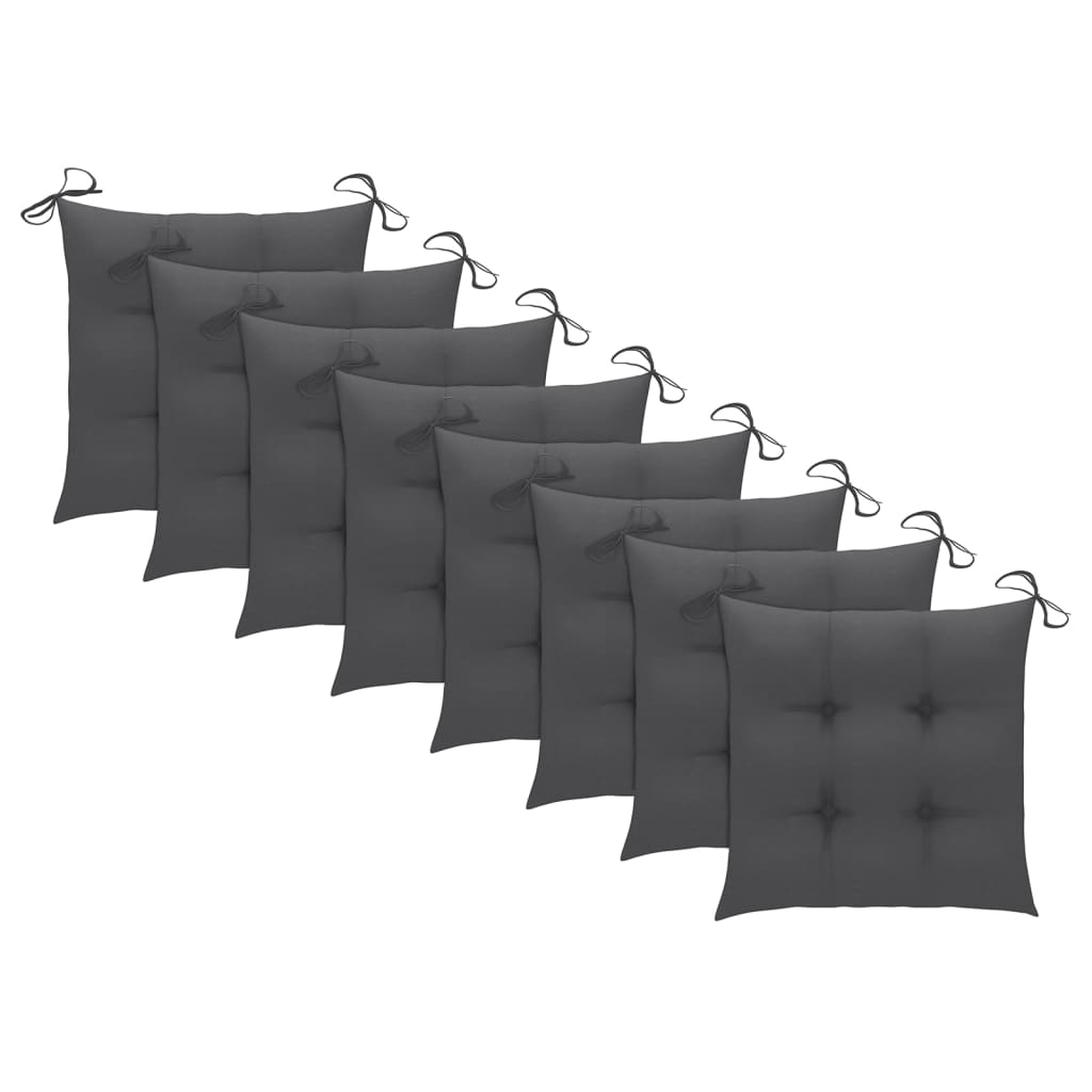 Chaises de jardin avec coussins anthracite 8 pcs Teck massif 3 - 9