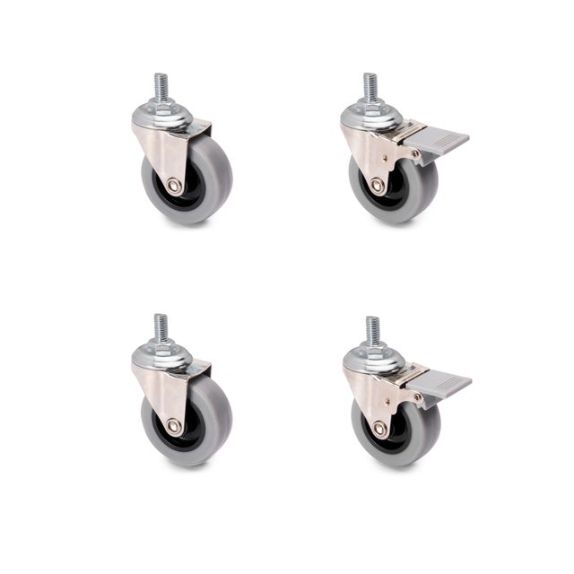 Emuca Lote de 4 rodas Slip com parafuso de fixação, diâmetro 50mm, Aço e Plástico, Cinza Plástico