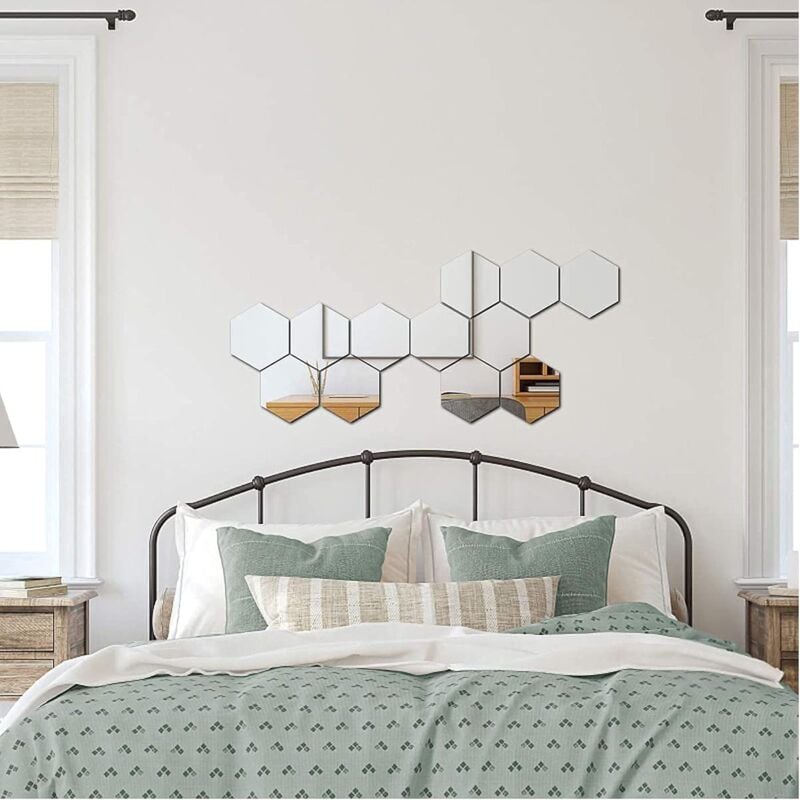 Lustro akrylowe sześciokątne - Samoprzylepne, elastyczne soczewki - Do salonu, sypialni itp. - 110 x 126 x 63 mm, 24 sztuki - 3