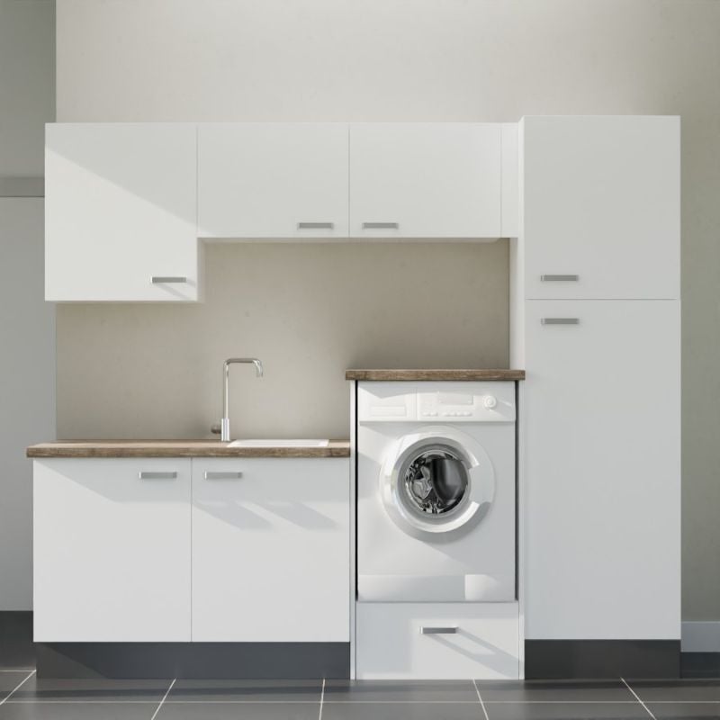 Meuble pour salle de bain avec lave linge sous le plan avec rangements