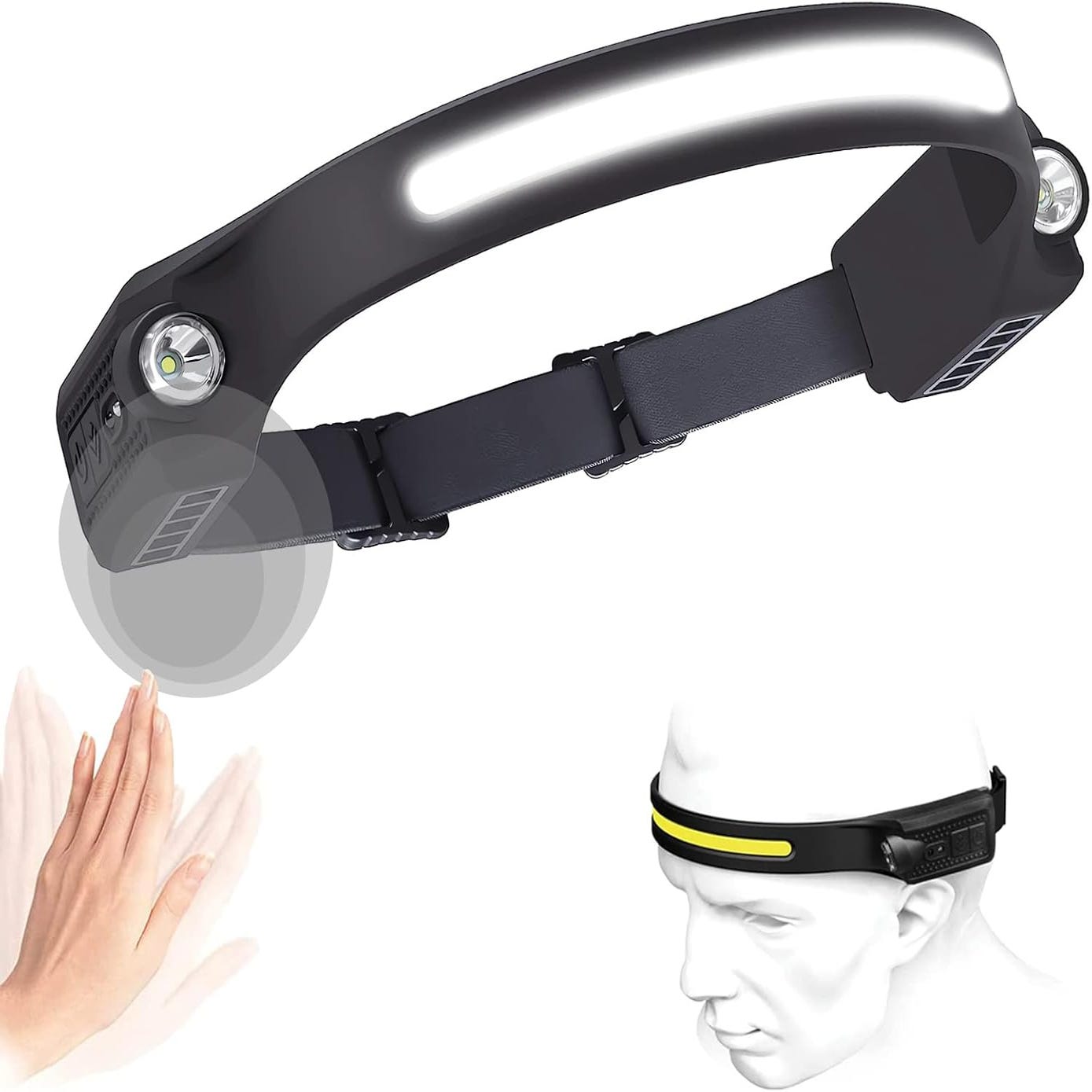 Lampe De Course LED Rechargeable USB à Porter Sur La Poitrine - 500 Lumens, 3 Modes, étanche IPX6, Bande Réfléchissante - Pour Running, Randonnée, Vélo