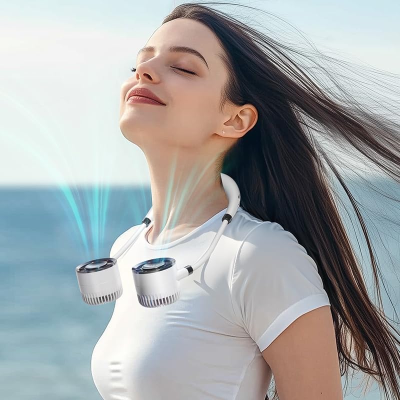 YZYOE - Ventilateur De Cou Rechargeable - 4 Vitesses, écran LED - Léger (243 G) - Parfait Pour Extérieur/bureau