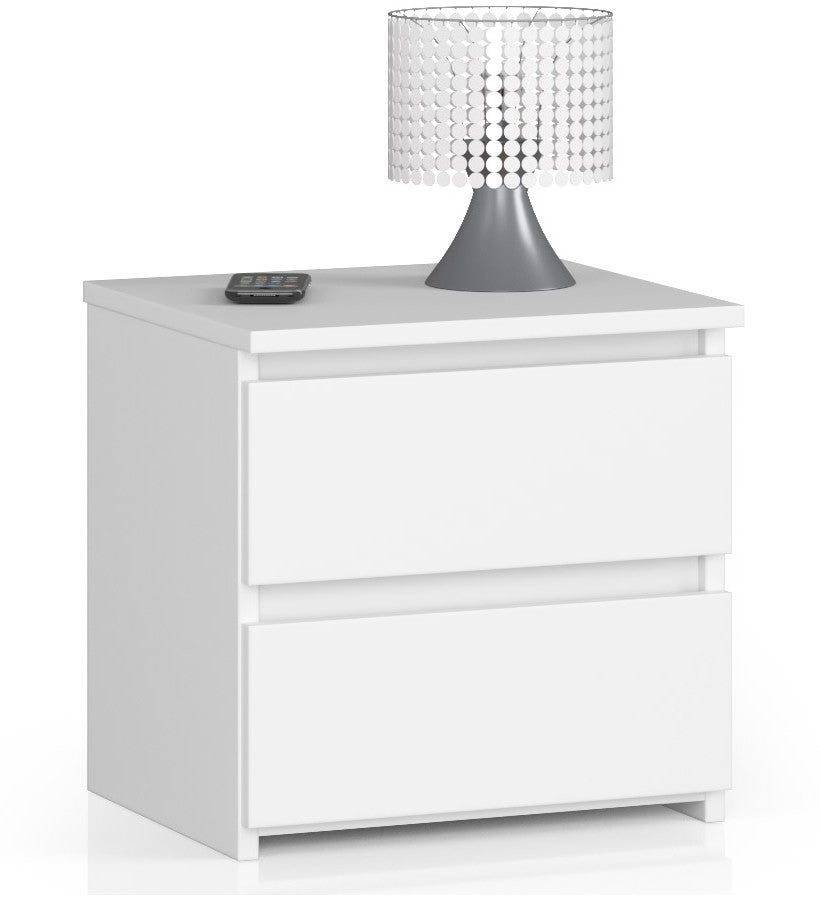 Szafka nocna AKORD CL2 Biała 40 cm 2 szuflady kolor Biały mat 40x35x40 cm