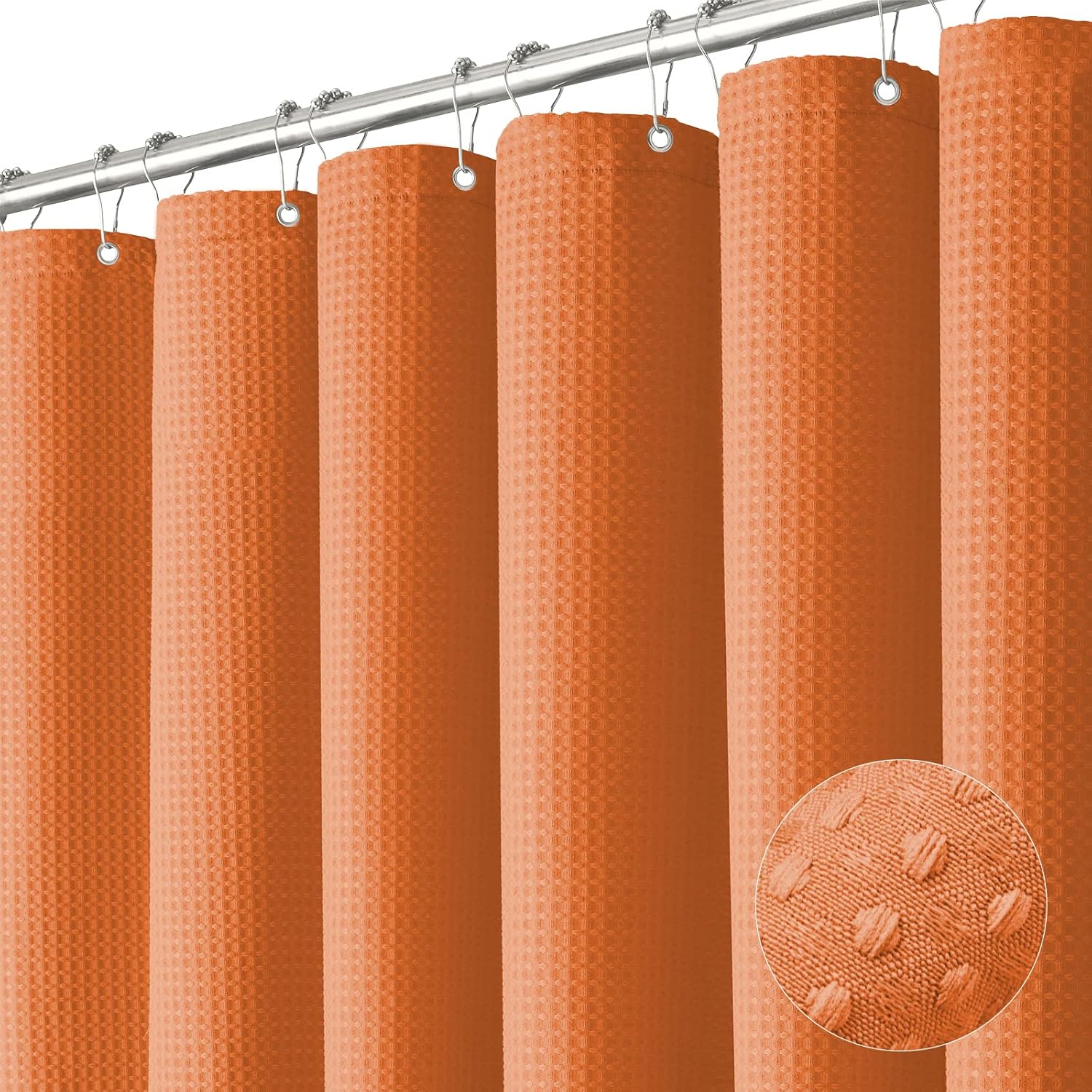 Dynamene Rideau De Douche Long Tissu Gaufré Gris Anthracite 183x198 Cm – Anti-Moisissure, Avec 12 Crochets