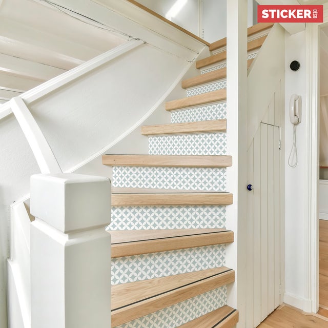 Stickers Escaliers Nordique Sauge - 19cm x 100cm | Lot de 3 contremarches