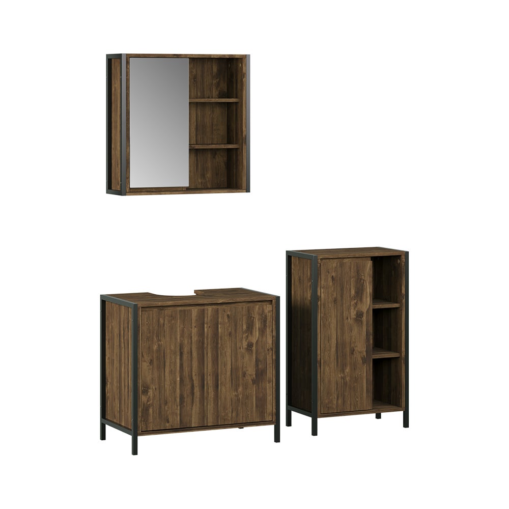 Vicco Zestaw mebli łazienkowych Naola, Dąb/czarny, 3 części