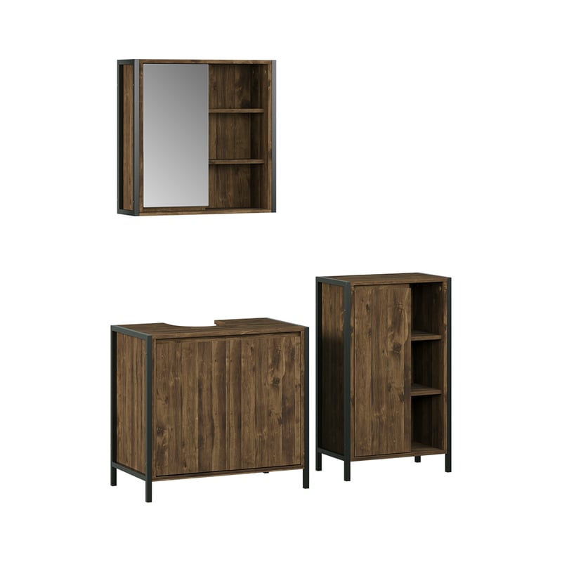 Vicco Zestaw mebli łazienkowych Naola, Dąb/czarny, 3 części