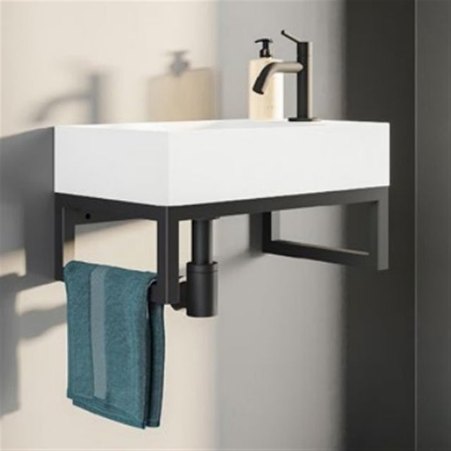 Lave-mains blanc mat avec support noir - CAMDEM PACK - Lave-mains blanc avec support