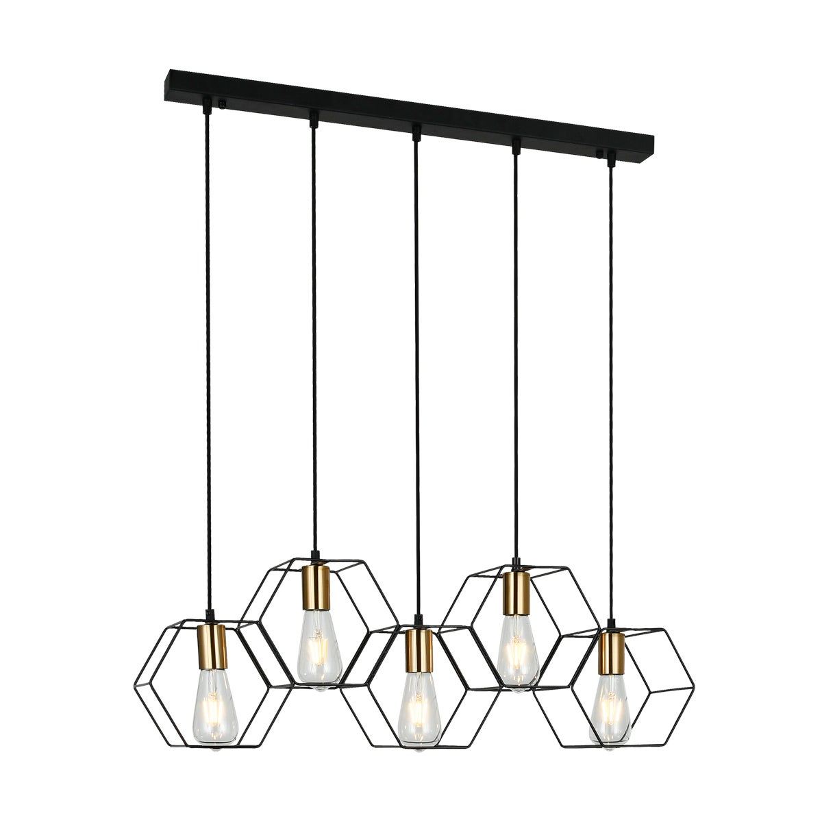 Lampa wisząca geometryczne kształty Aina czarna 5xE27x40W metal wym:100x78,5x16cm IP20 Italux