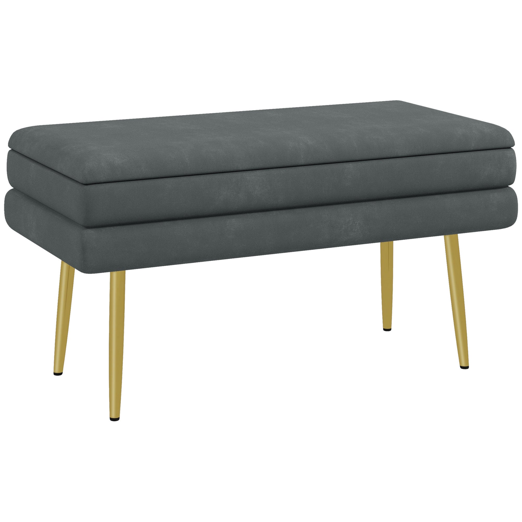 Banc de rangement en velours avec 2 boîtes