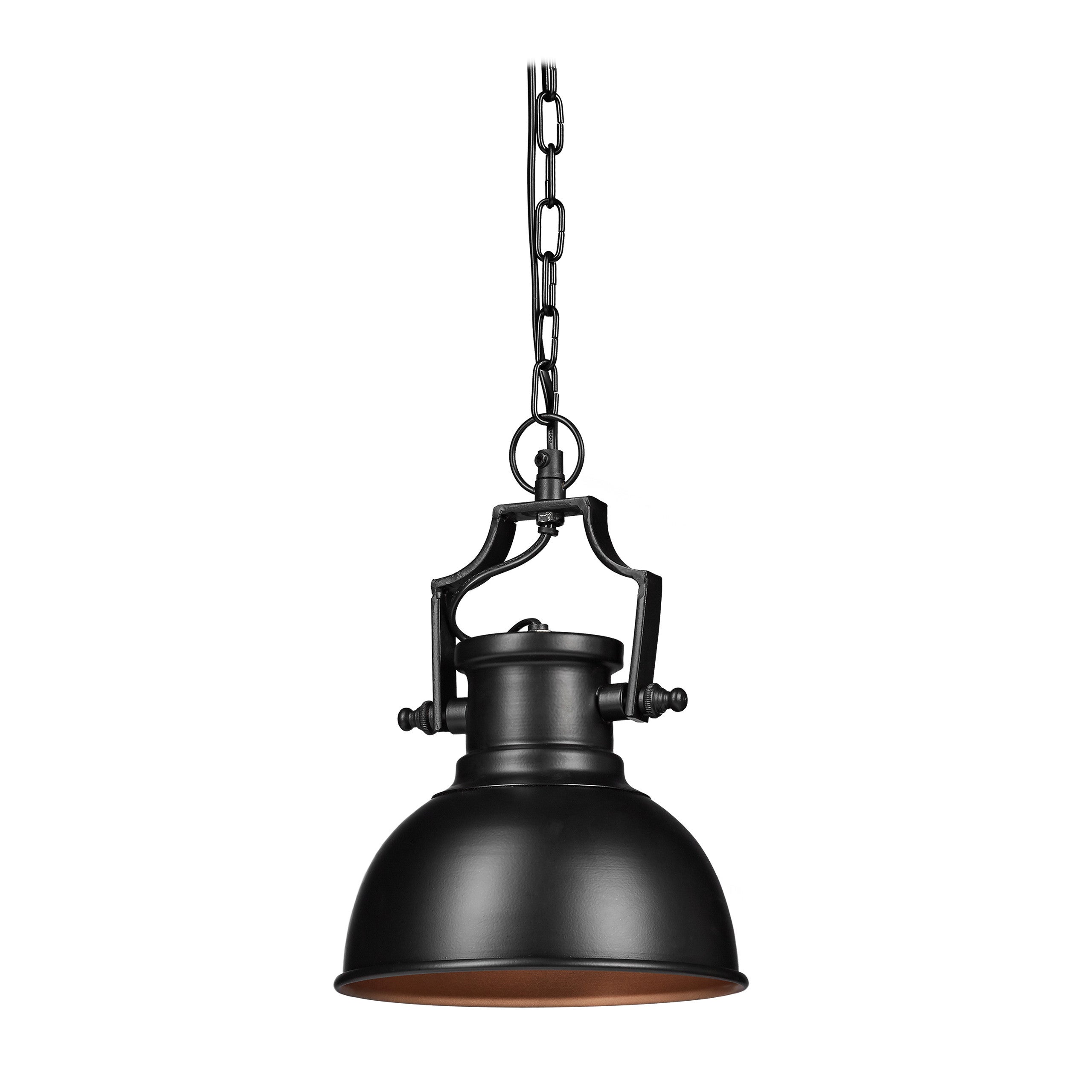 Relaxdays Suspension lampe de plafond luminaire abat-jour rond noir en