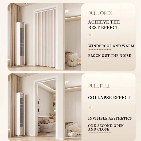 Rideau de porte pliant occultant 100W*200H, rideau de douche, adapté à l'armoire, rideau de porte pliant plissé, cloison de pièce intérieure - 5