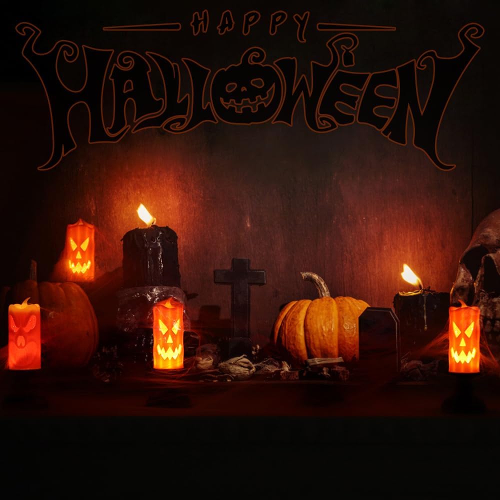 6 Pièces Halloween Bougie Sans Flamme, Halloween Decoration Citrouille Lumineuse, Decoration Halloween Lanterne LED Bougeoir, Décoration Halloween | Leroy Merlin