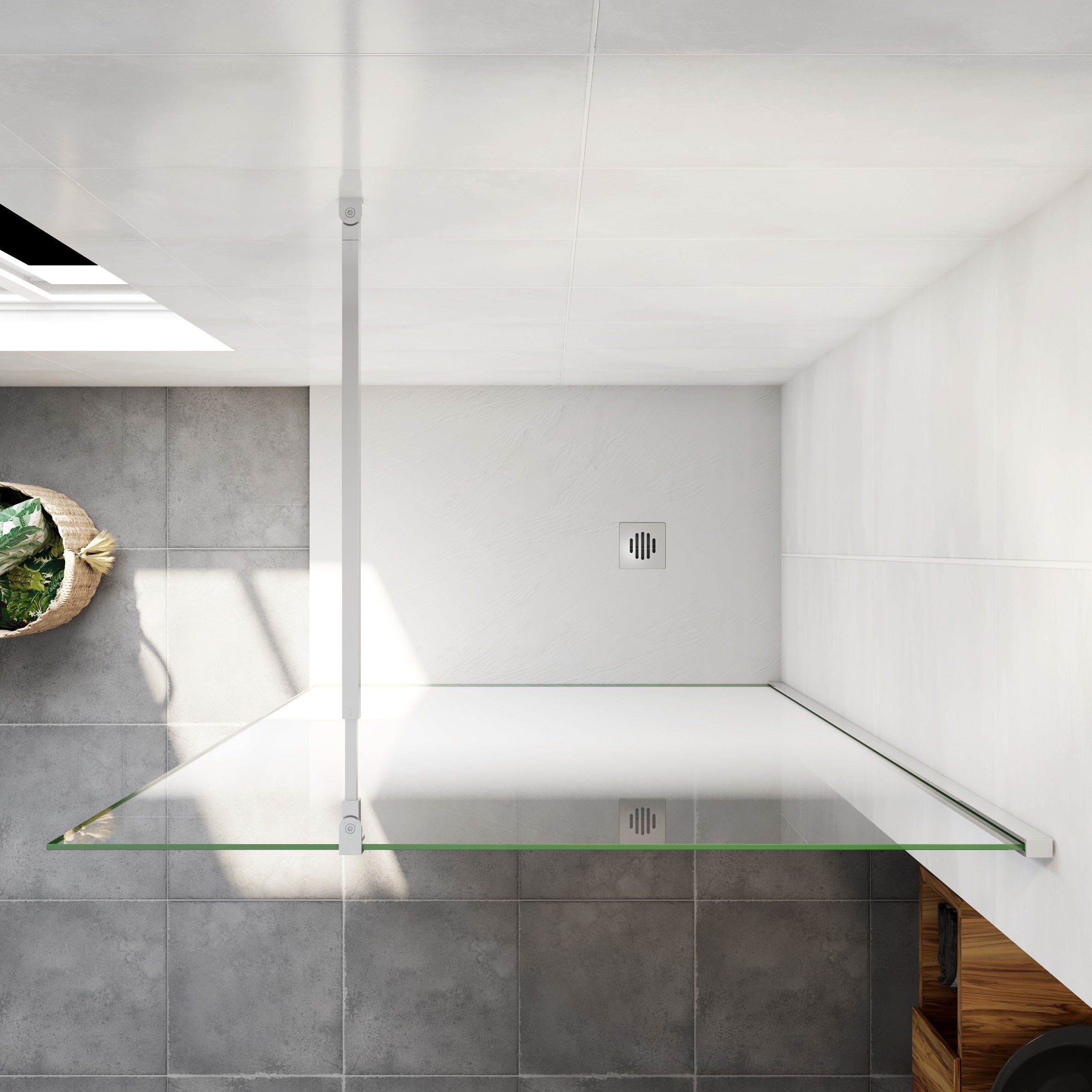 Paroi de douche à l'italienne 120x200cm Modèle Brume, avec barre de stabilisation 73-120cm en carré Paroi latérale fixe en 8mm verre de sécurité - 3