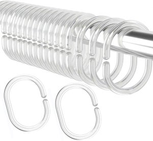Anelli per tenda da doccia 24 pezzi, ganci per tenda da doccia trasparenti, anelli per tenda da doccia per asta della doccia, anelli per tenda da doccia in plastica resistente