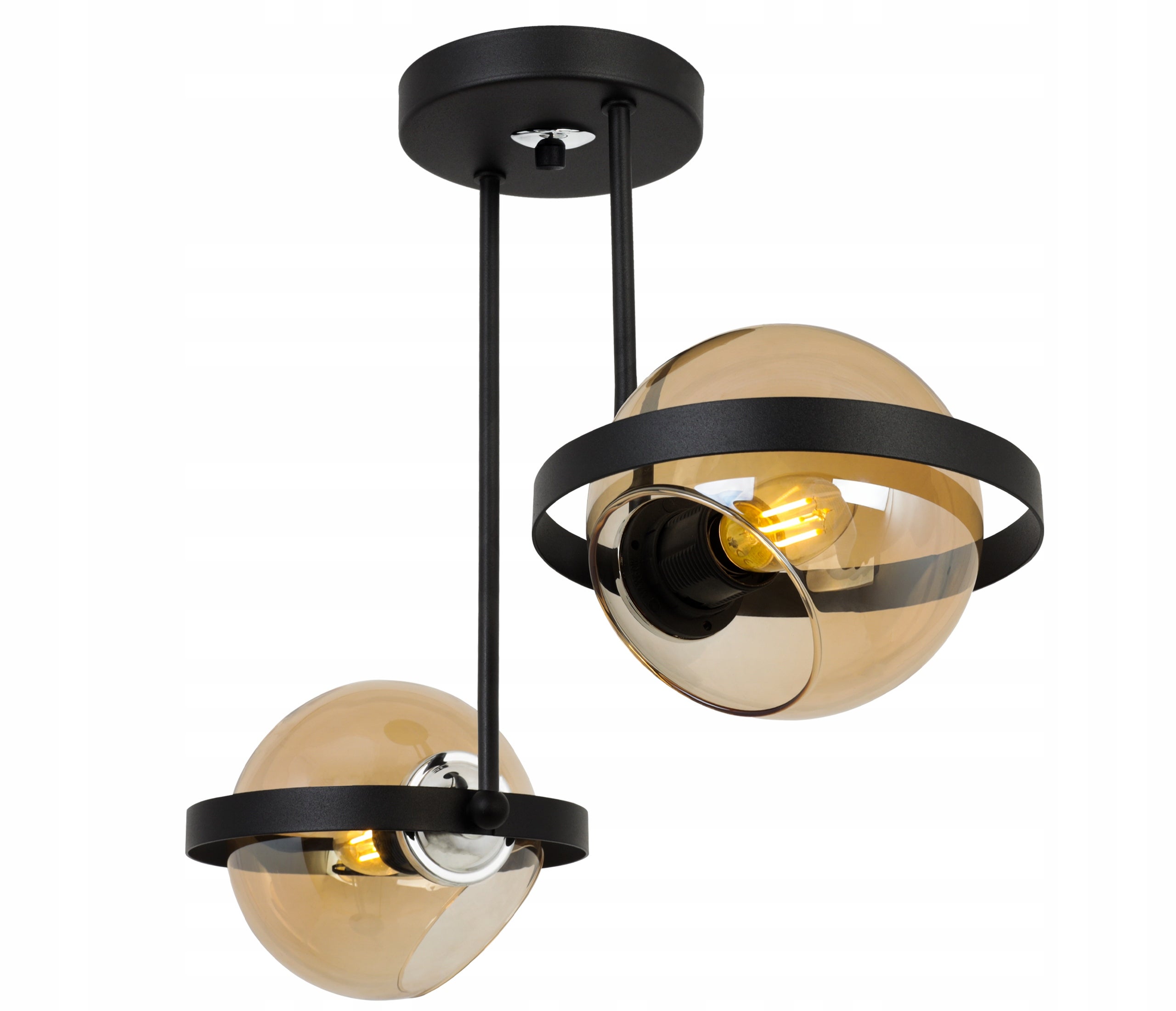 Lampa sufitowa wisząca LED modern 2xE27 klosz okrągły czarny/miodowy Light Home LH - 8