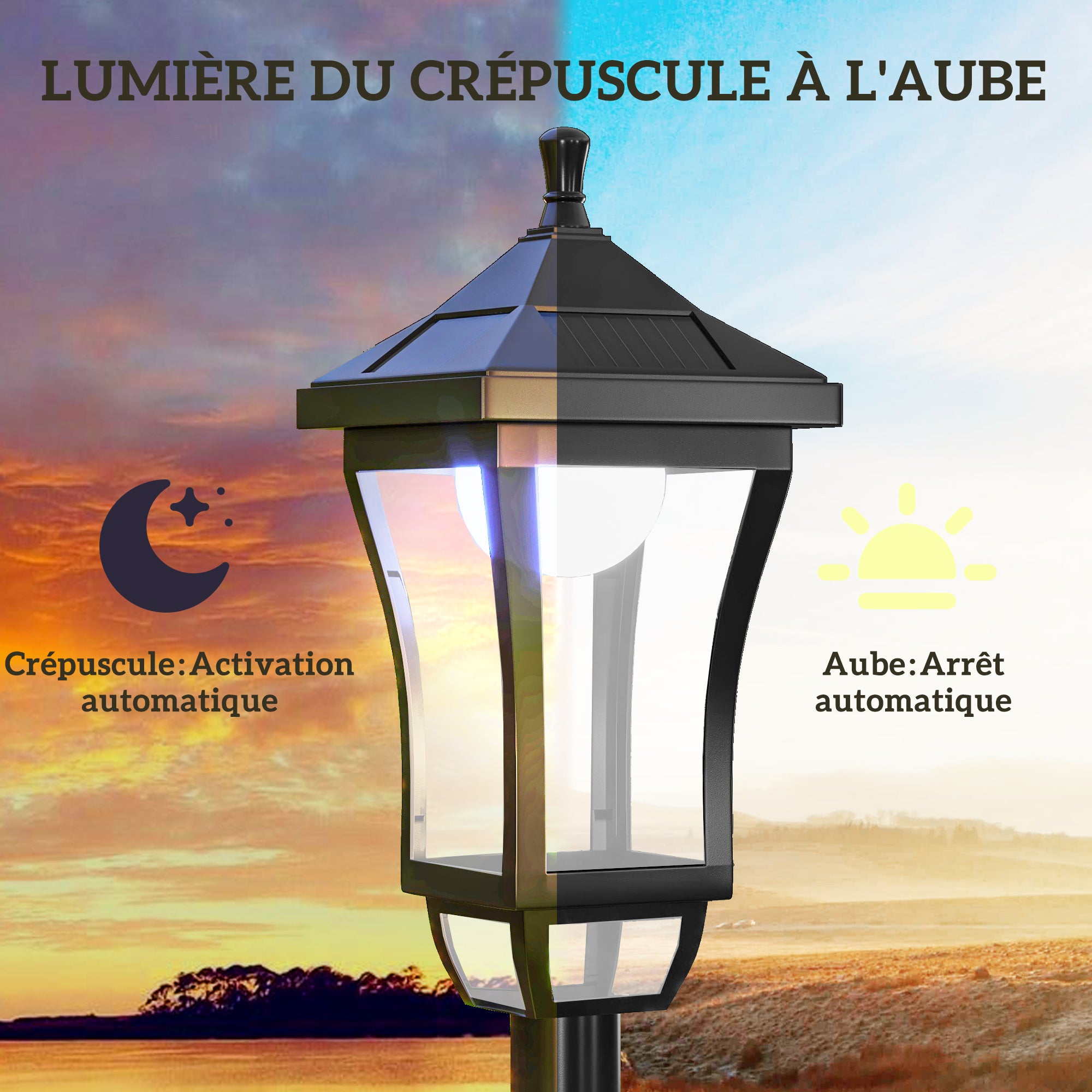 Lampadaire extérieur solaire ABS 127 cm Outsunny - 5