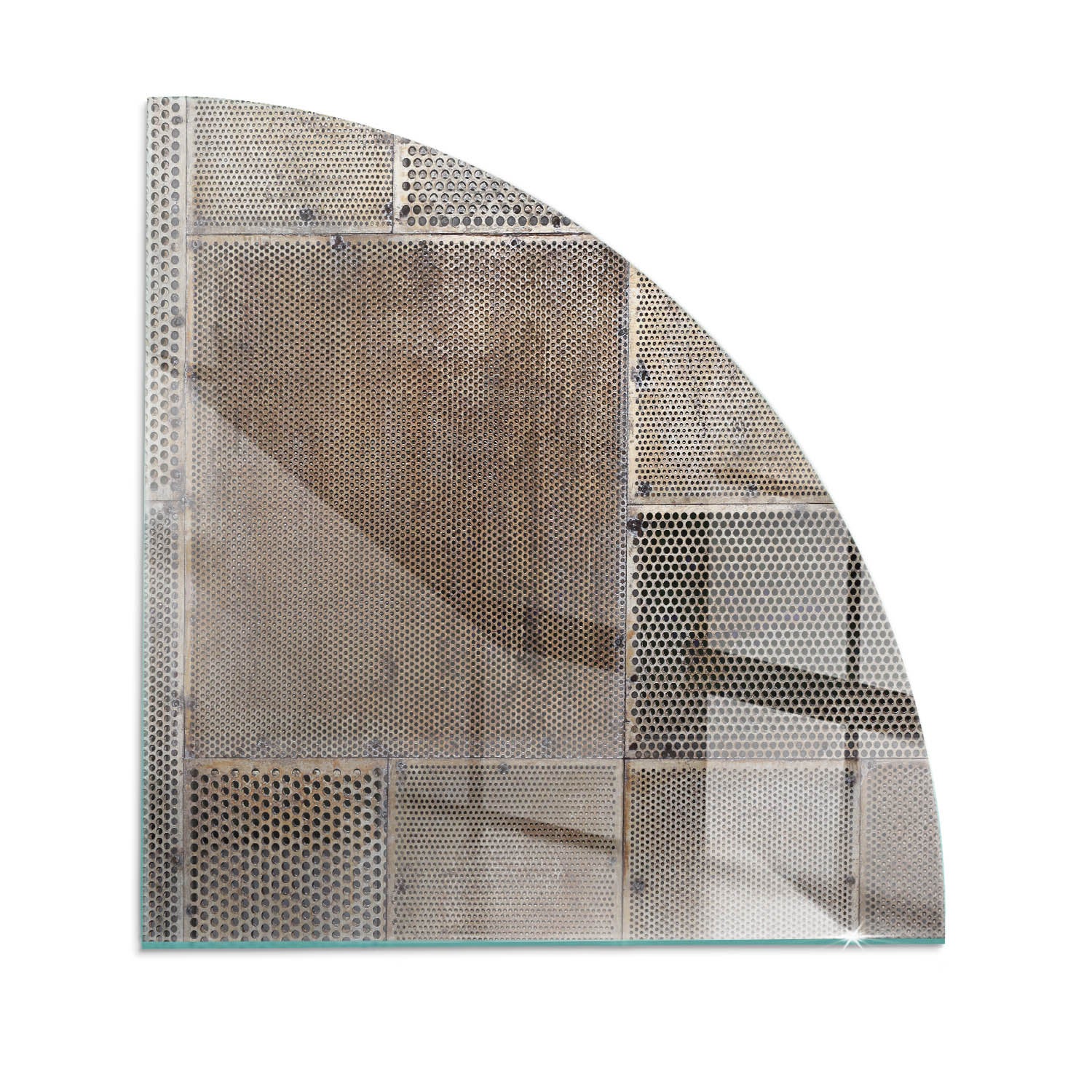 Placa de cristal para chimenea, zócalo protector diseño moderno | 1/4 100x100 | cuarto | motivo de chapa perforada