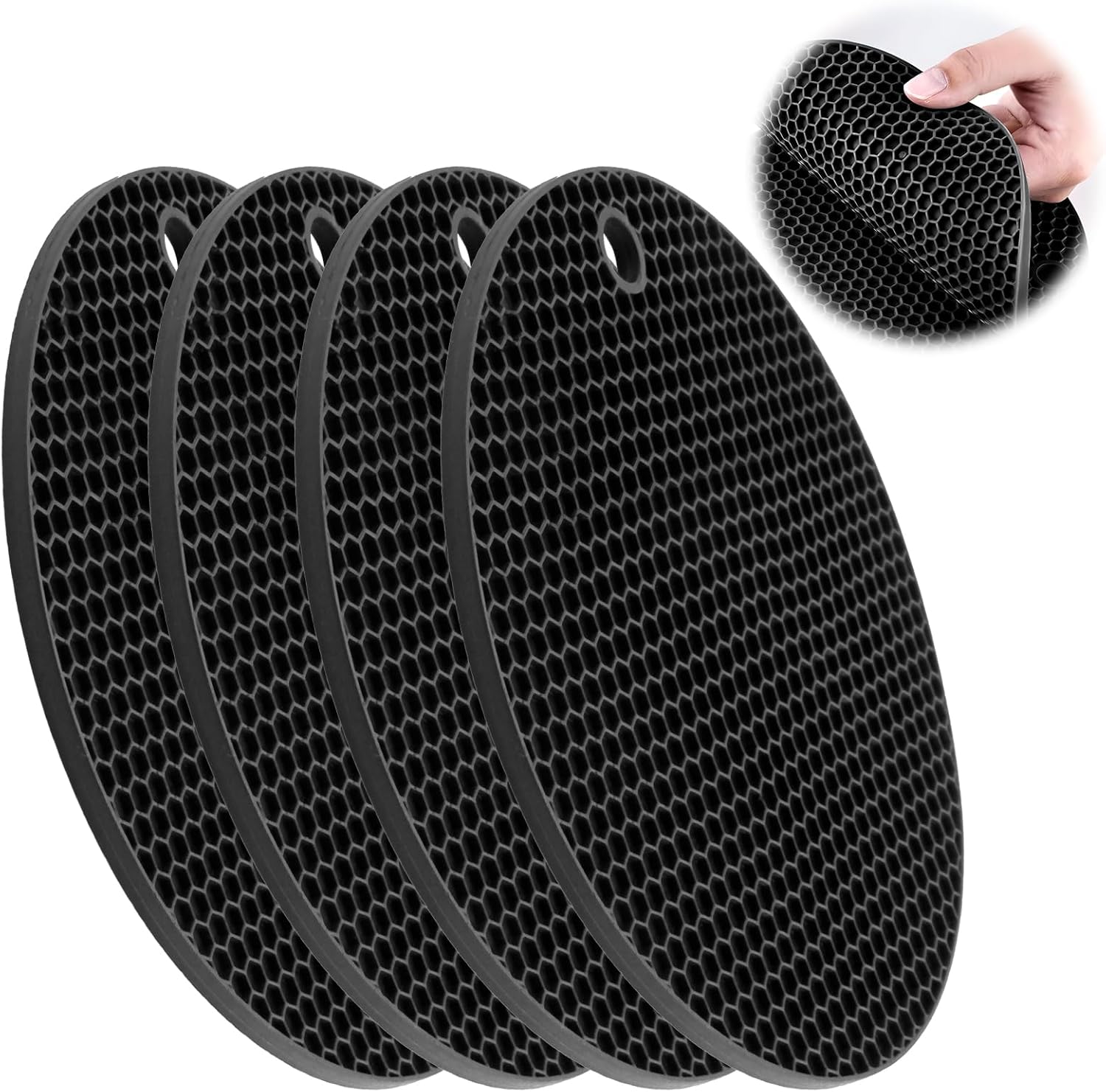 4PCS Tapis de Silicone Antidérapant, Extra Durables et Résistants à la Chaleur pour Casseroles, Poêles et Pots, Protection de Surface pour Cuisine - 7