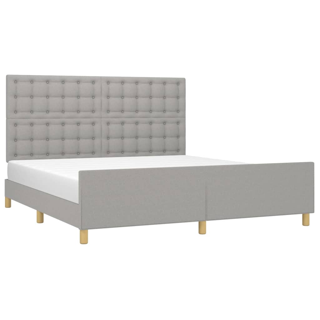 Cadre de lit sans matelas gris clair tissu - 3