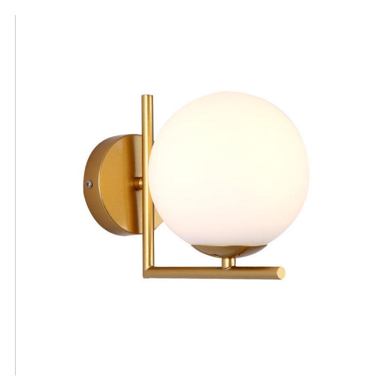 Lampa ścienna z mlecznym kloszem, kinkiet w stylu vintage do toaletki, lampa ścienna do łazienki lub sypialni w stylu industrialnym (złota)