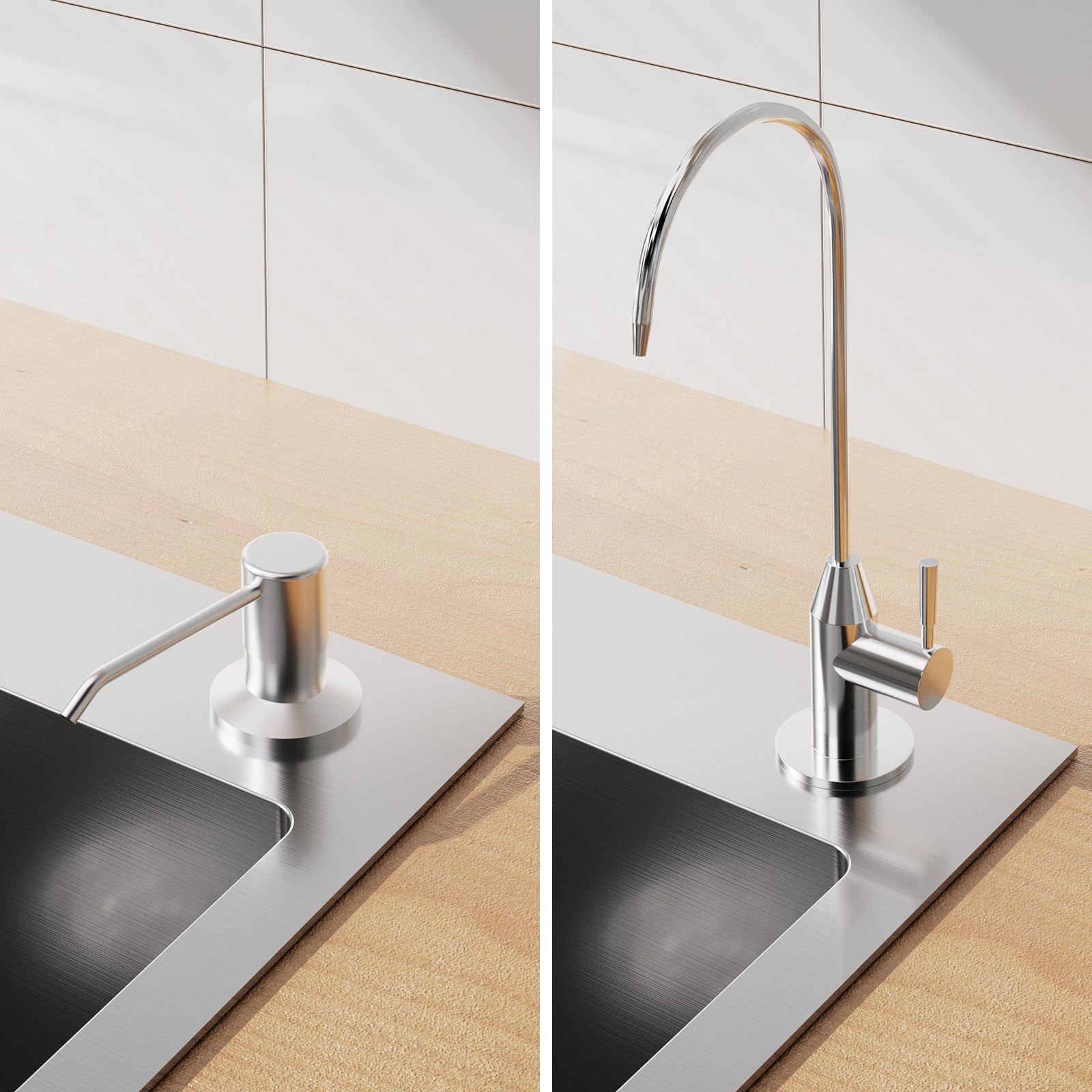 AuraLum Max Évier à Encastré/à Poser 2 Bacs avec Distributeur de savon et Ensemble de Drainage,Évier 75x45x19cm en Acier Inoxydable,Brossé,EU Modèle - 8