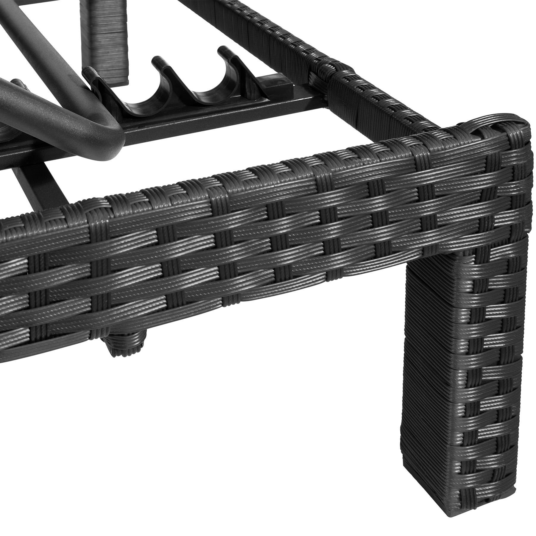 Bain de soleil en résine tressée et acier avec dossier réglable sur 6 positions 196 x 66 x 22 cm TECTAKE - 3