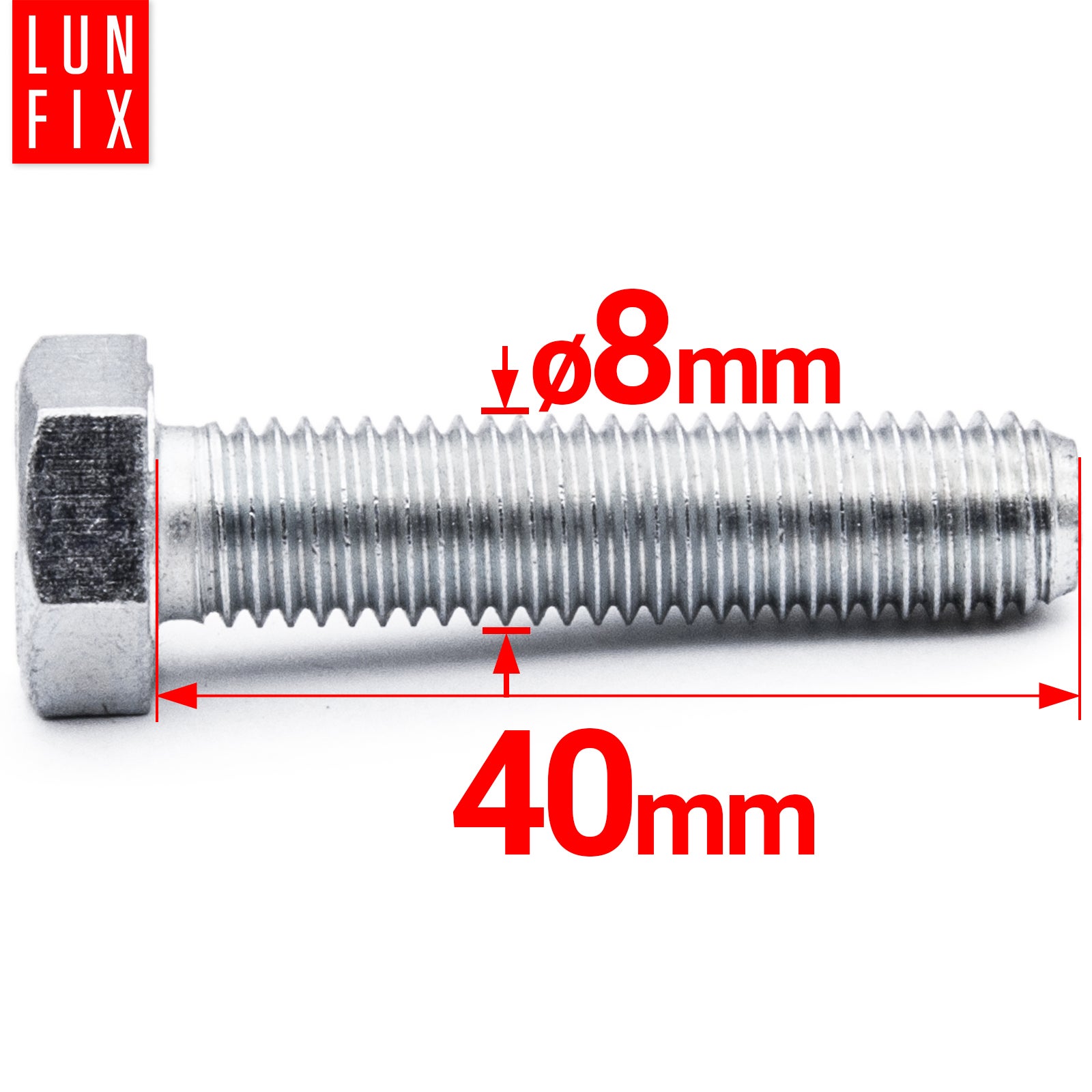 Śruba sześciokątna M8 40 mm DIN 933 kl. 8.8 1kg