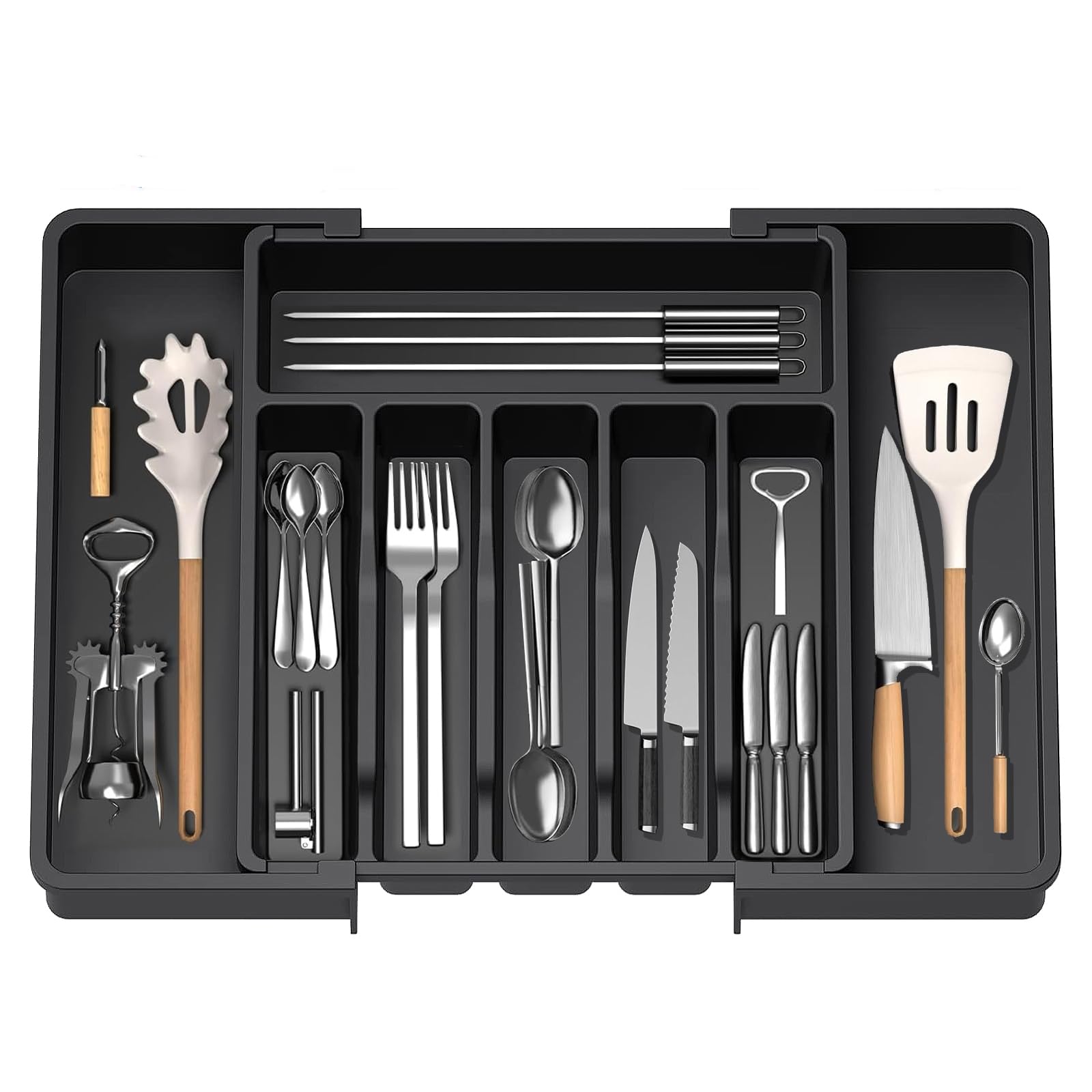 Vassoio Organizzatore Con Coperchio Per Utensili Cucina - 2 Pezzi Trasparenti 27x11.5x6.5 Cm - Foto 13